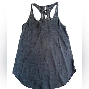 Chaser Gray Ribbed Racer Corset Tie Back Tank Top NWT